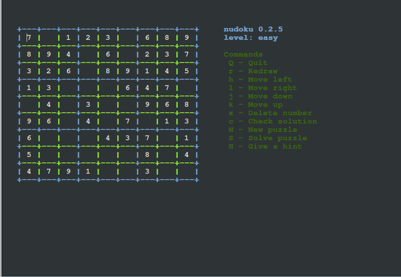 Nudoku-Linux-Console-Game