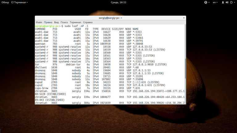Посмотреть открытые порты linux
