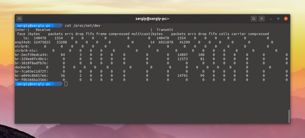 Посмотреть сетевые интерфейсы linux