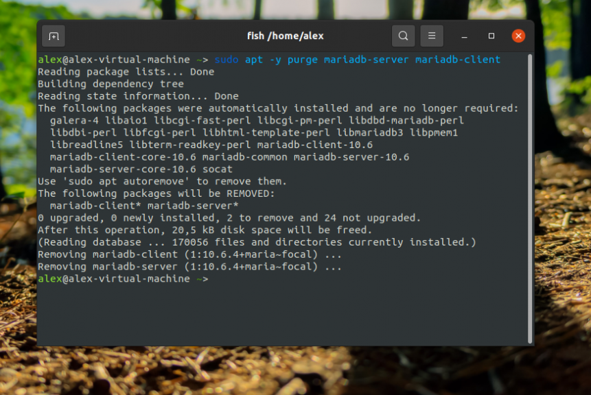 Как удалить mariadb ubuntu
