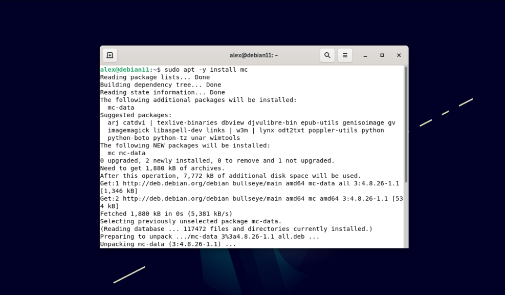 Как установить mc на debian